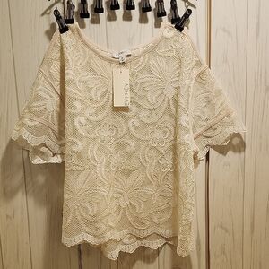 Everly Women's Beige Lace Blouse